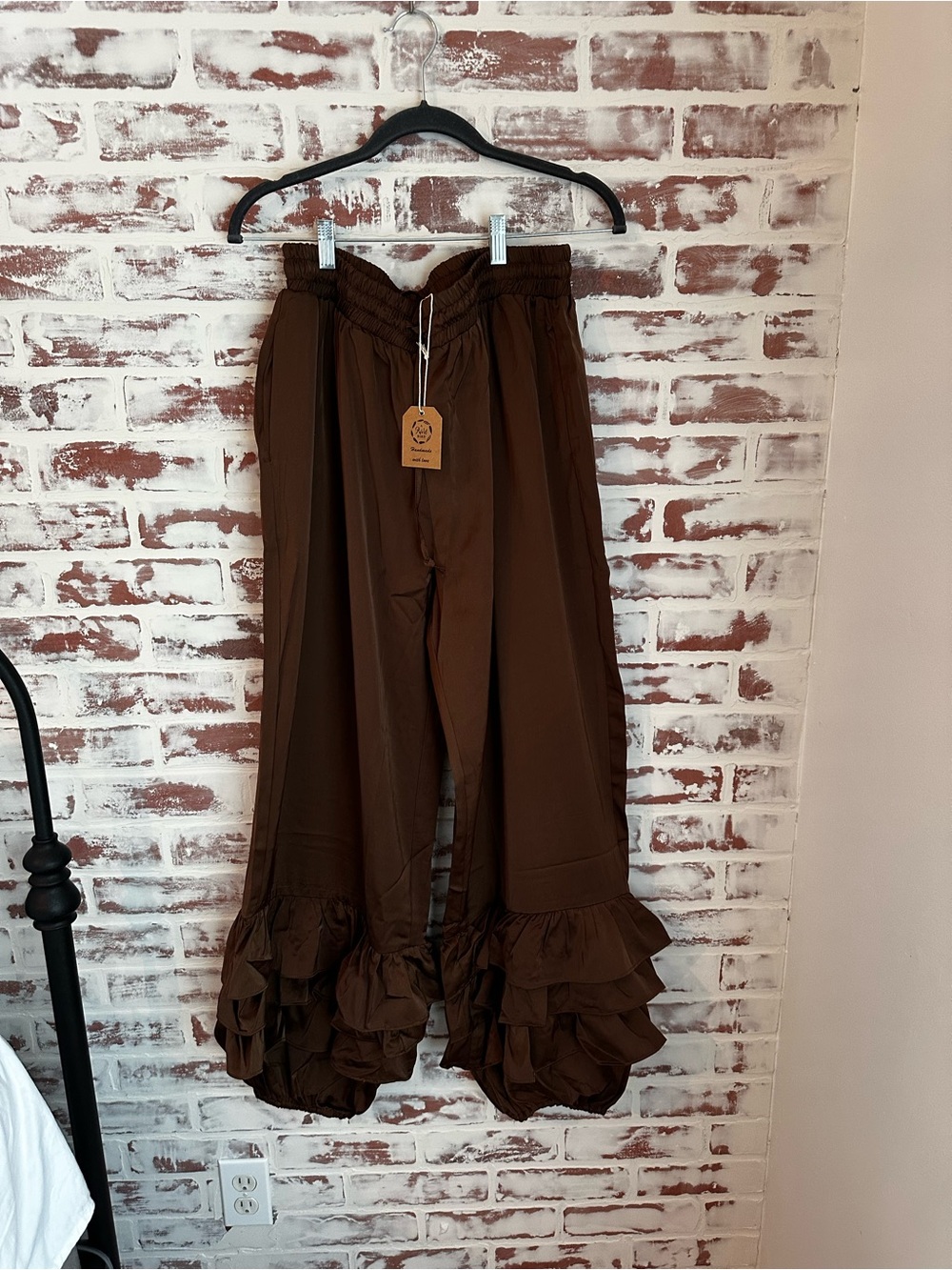 A Rare Bird Boho Ruffle Wide-Leg Pants in Brown — Women's - Picture 2 of 9